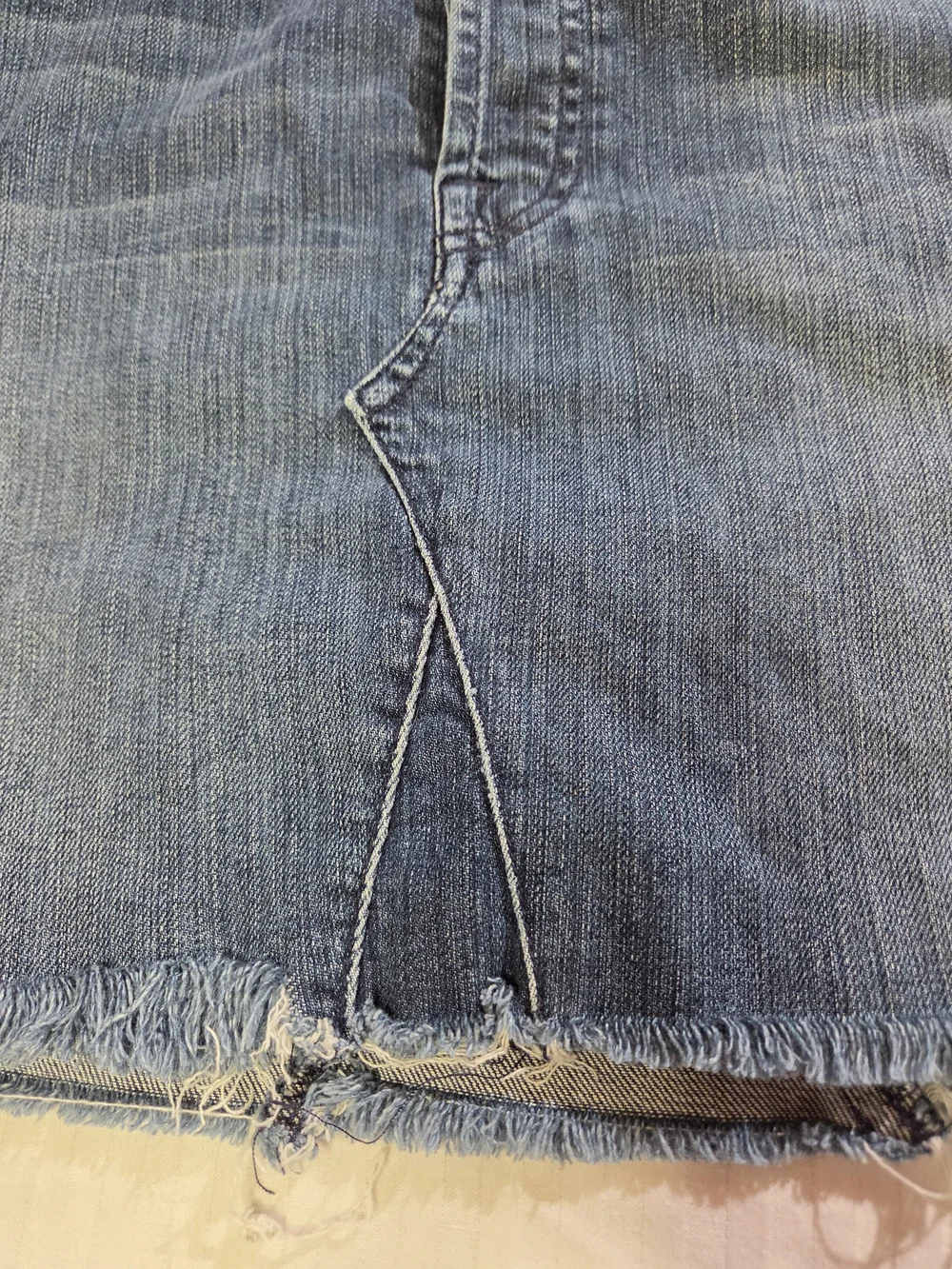 7 For All Mankind Navy Blue Distressed Denim Skirt